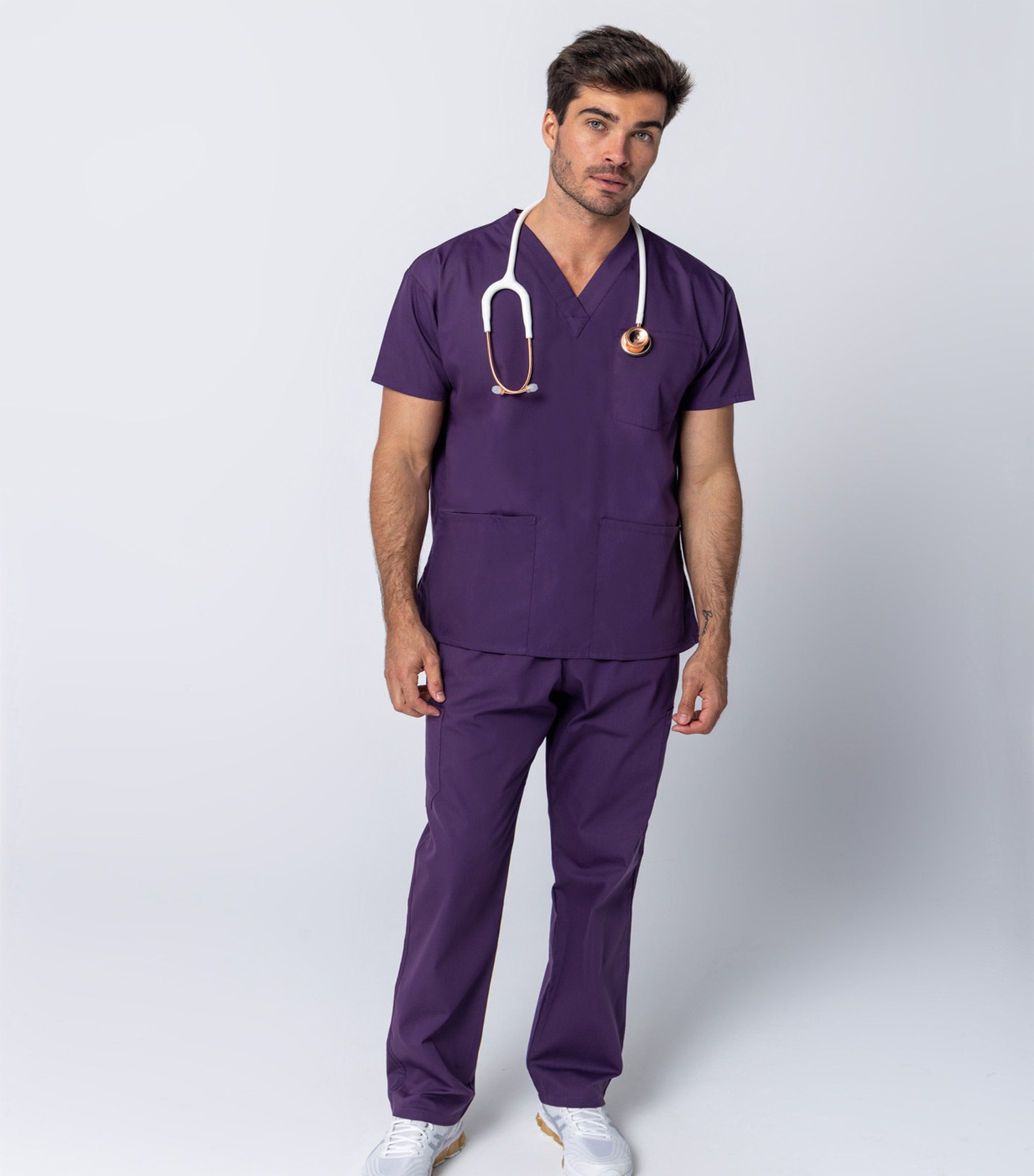 Poplin Unisex Scrub Set - 8 Pockets, Half Sleeves (3-Pocket Top & 5-Pocket Pant)