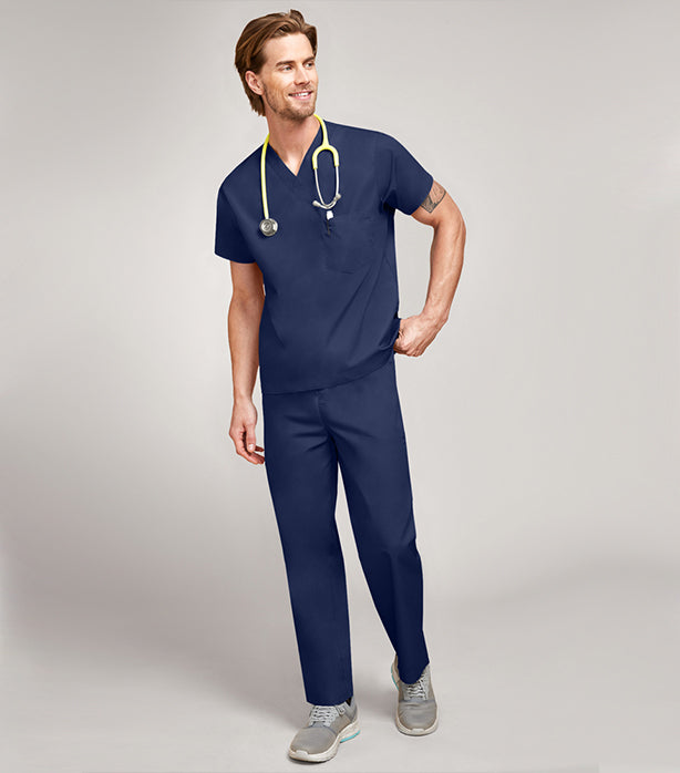 Microfiber Unisex Scrub Set - 2 Pockets, Half Sleeves (1-Pocket Top & 1-Pocket Pant)