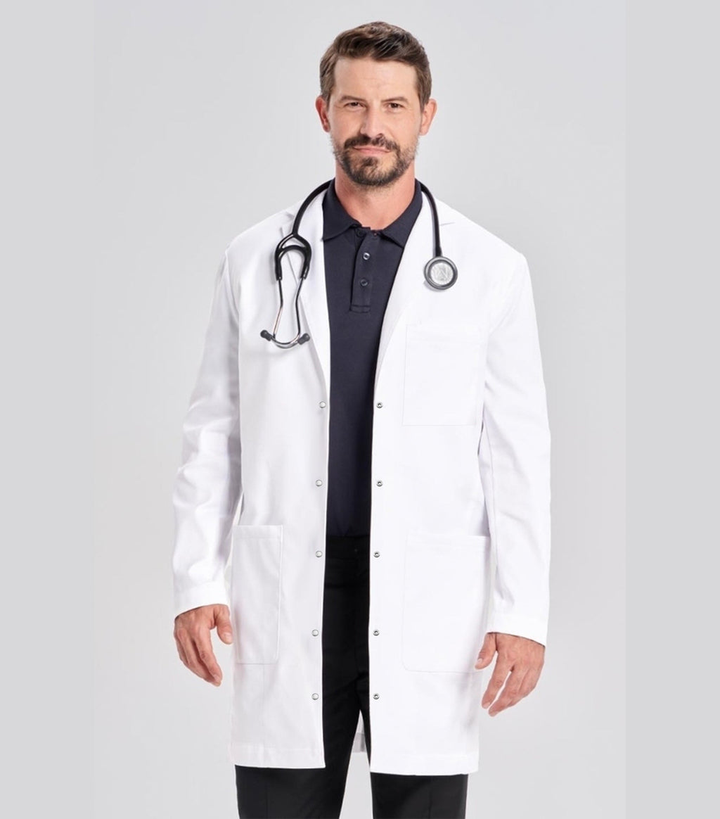 Twill Unisex Lab Coat Full-Sleeve with 3 Pockets & Snap Buttons solid pleated