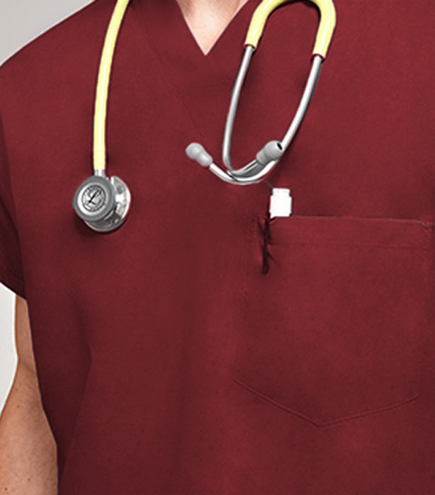 Stretch Unisex V-Neck Scrub Top - 1 Pocket, Half Sleeve