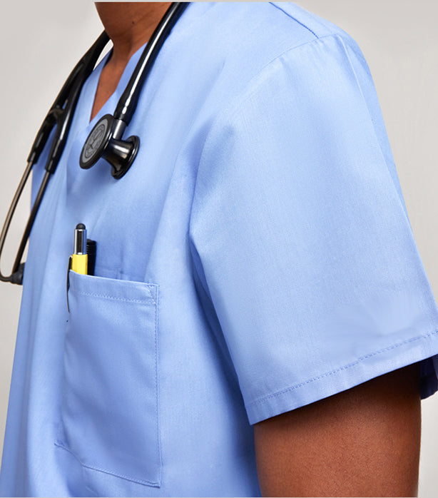Unisex 3 Pockets Solid Scrub Top