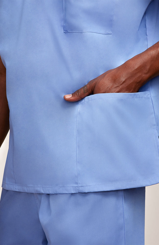 Stretch Unisex V-Neck Scrub Top - 3 Pockets, Half Sleeve
