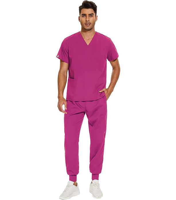 Microfiber Unisex Jogger Scrub Set - 4 Pockets, Half Sleeves (2-Pocket Top & Jogger Pant with 1 Back and 1 Cargo Pocket)