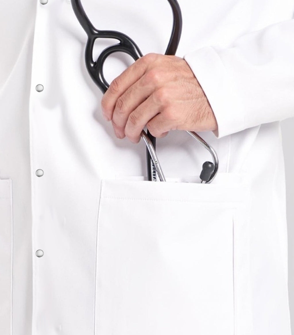 Twill Unisex Lab Coat Full-Sleeve with 3 Pockets & Snap Buttons solid pleated