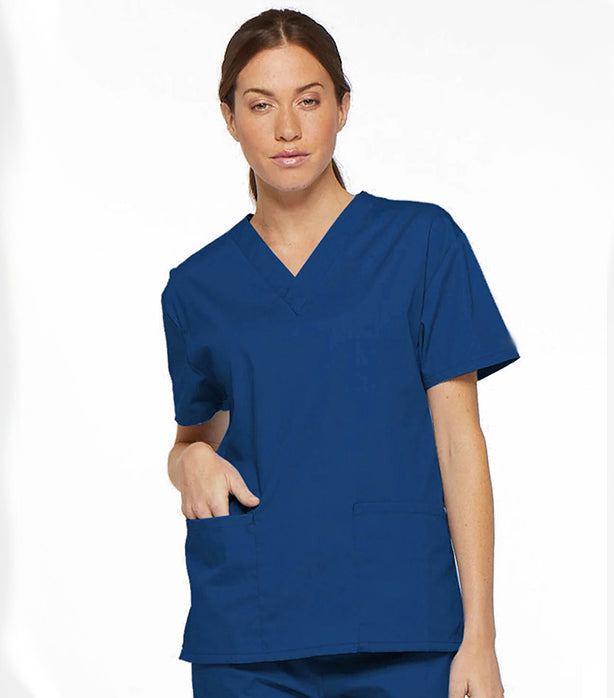 Microfiber Women's V-Neck Scrub Top - 2 Pockets, Half Sleeve