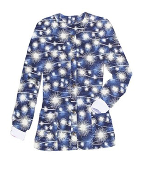 Poplin Unisex Scrub Jacket with Blue fire work