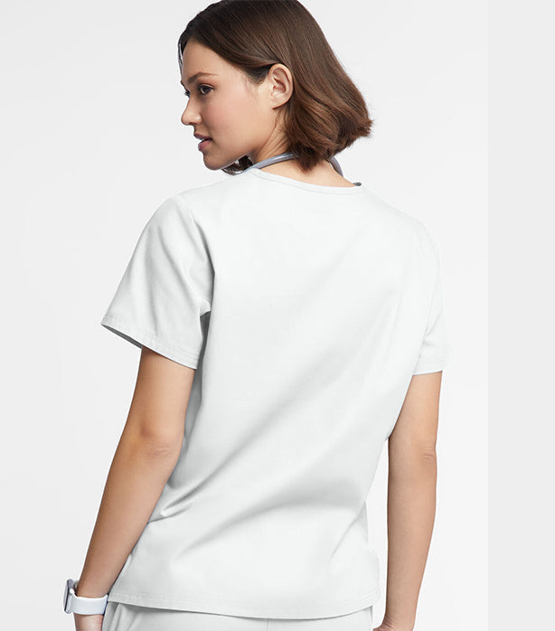 Stretch Women's V-Neck Scrub Top - 2 Pockets, Half Sleeve