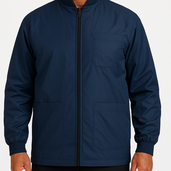 TrimMaster™ – Full Sleeves Water Resistant Barber Jacket With 3 Pockets, Zipper, Ribbed Cuffs & Standing Collar. Microfibre Fabric