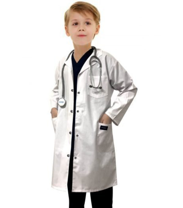 Twill Children's / Kids Lab Coat with Snap Buttons - 3 Pockets, Full Sleeves