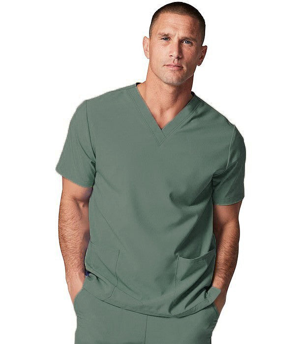 Microfiber Stretch Scrub set 4 pocket solid unisex half sleeves (2 pkt top, 2 pkt pant with elastic drawstring)