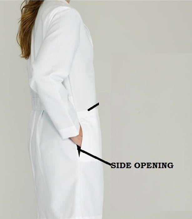 Twill labcoat 3 pocket unisex solid pleated half sleeve plastic buttons