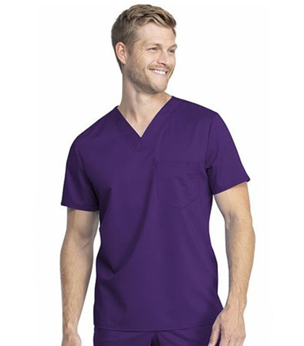 Microfiber Top v neck 1 pocket solid half sleeve unisex (100% POLYESTER)