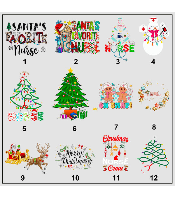 Christmas Print Scrub Top