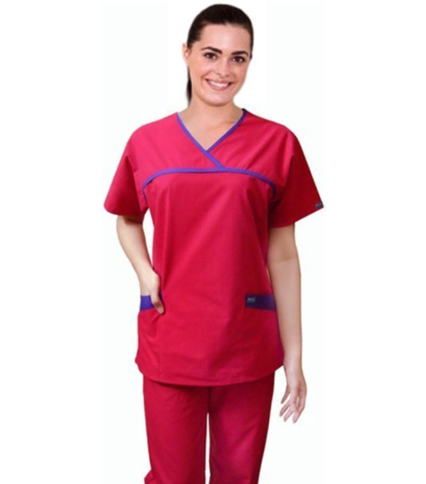 Poplin A_ set horizontal crossover 4 pocket set half sleeve