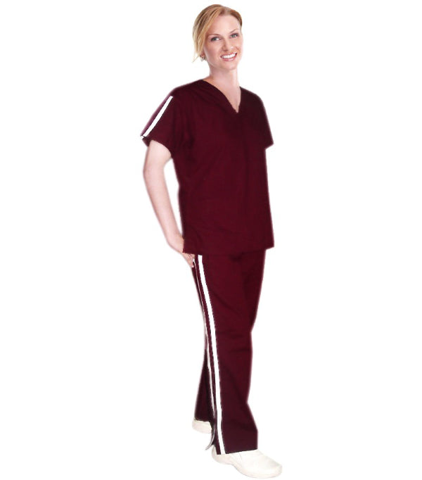 Women Double Vertical Trim Scrub Set