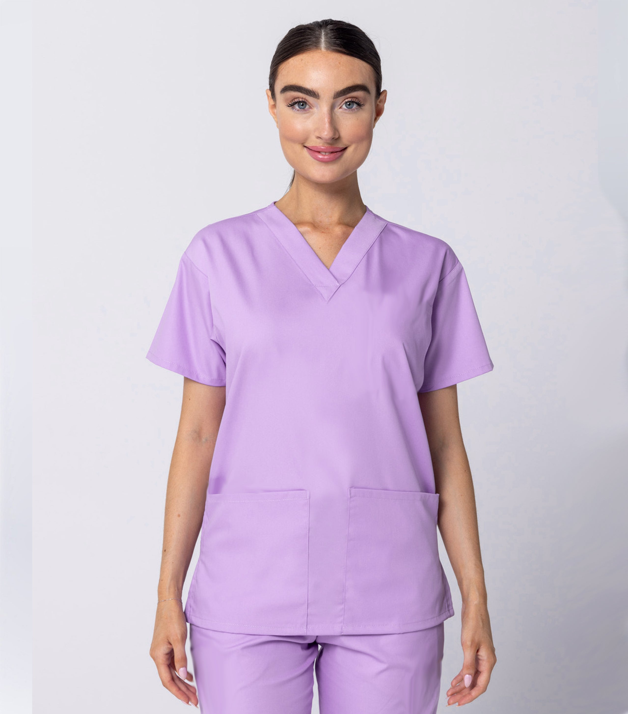 Poplin Women's Scrub Set - 5 Pockets, Half Sleeves (2-Pocket Top & 3-Pocket Pant)