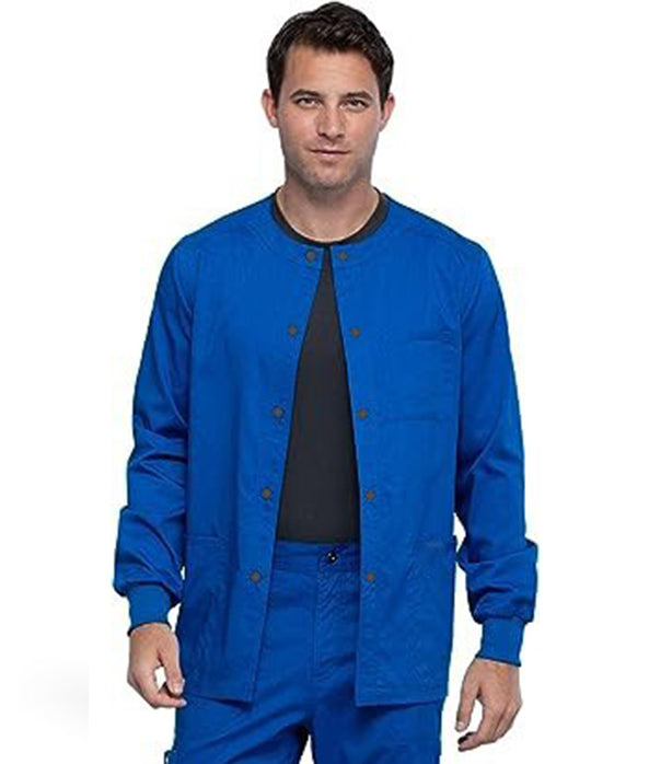 Poplin Unisex Scrub Jacket Full-Sleeve 3 Pockets with Snap Buttons & Ribbed Cuffs