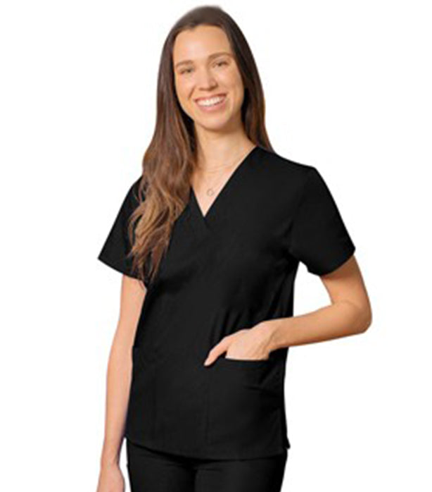 Microfiber Stretch Scrubs set 4 pocket solid ladies half sleeve (2 pocket top and 2 pocket pant)