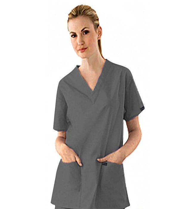 Stretchable Women Scrub Set -7 pocket v neck