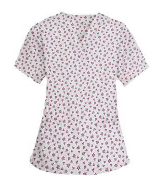 Pink and black flower Print Scrub Set 4 Pockets Ladies Half Sleeves (2 Pockets Top and 2 Pockets Pant)