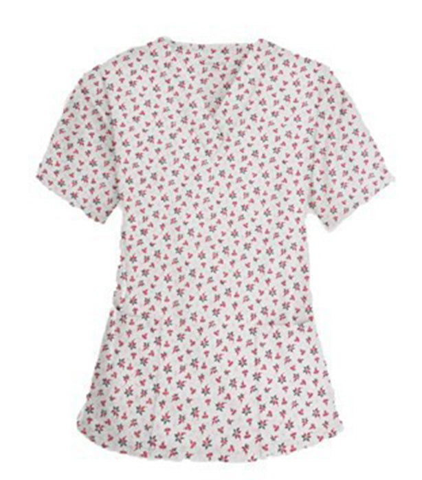Women's Scrub Set with Red and Black Flowers